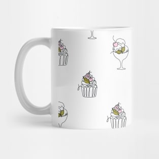 Pattern with continuous line desserts Mug